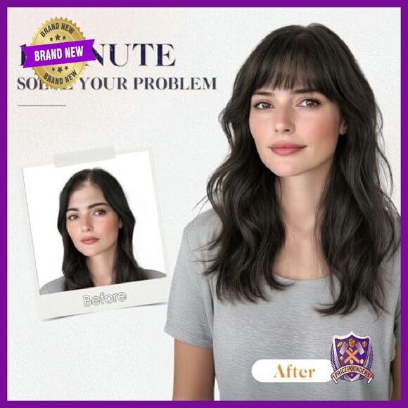 Human Hair Topper with Bangs 12 Inch Lace Base Clip-In Hairpiece main image 5